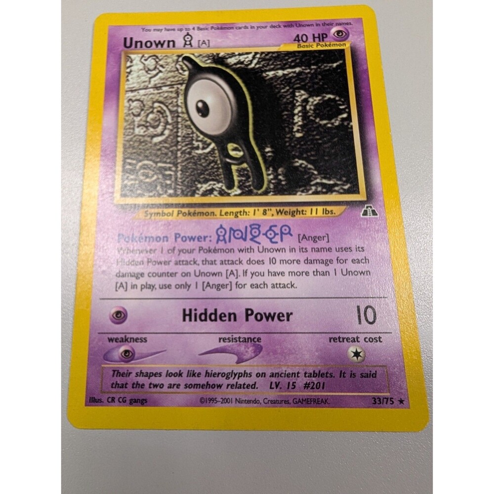 Unown [A] 33/75 Neo Discovery Regular pokemon card vintage